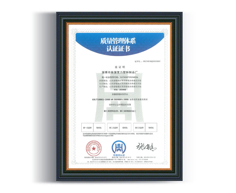 ISO9001 質(zhì)量管理體系認(rèn)證證書(shū)